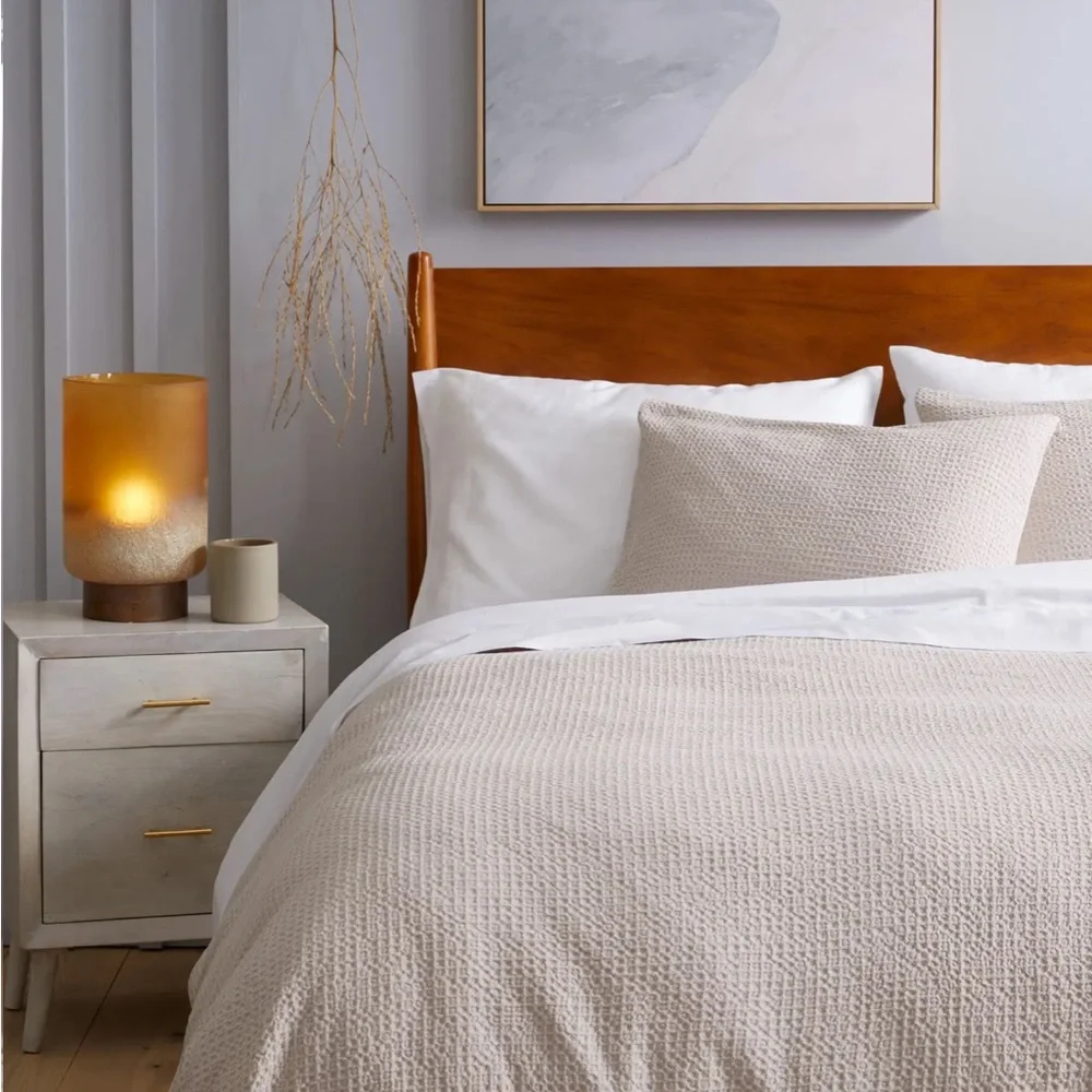 QUINCE Organic Luxe Waffle Duvet Cover King/Cal King Sand